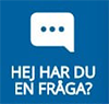 Bild med en pratbubbla och texten Har du en fråga? Klcikar man på denna startar man en chattdialog med Vellinge Direkt. 