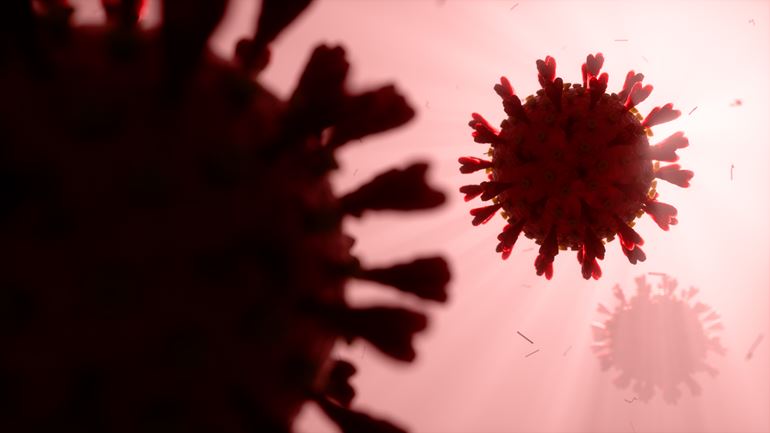Bild på en förstoring av Covid virus